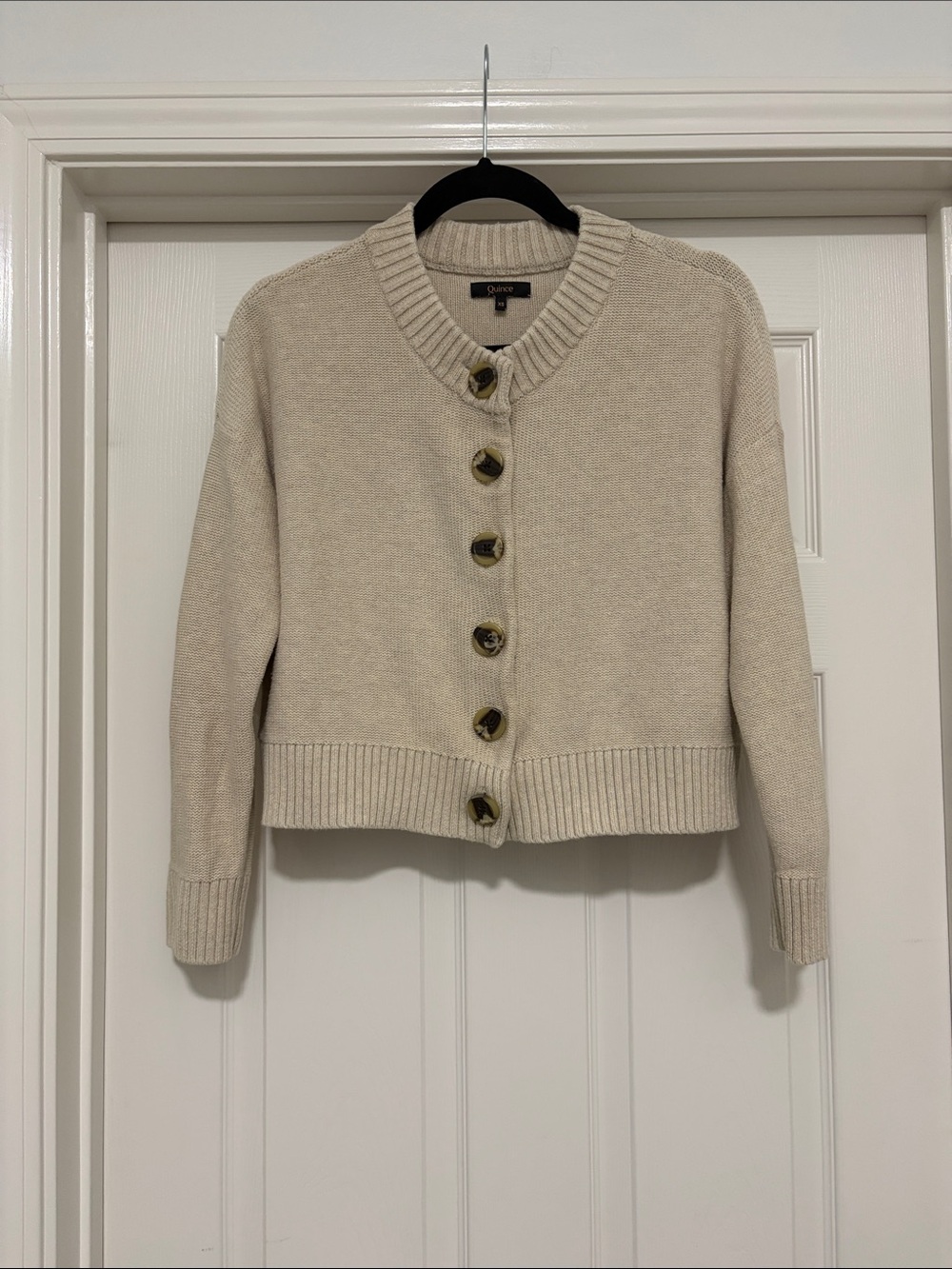 Quince Cream Cropped Button-Front Cardigan